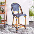 Navy/White Woven Outdoor Bistro Counter Stool – 2-Person, 25" Seat Height