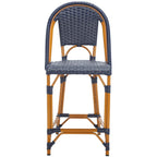 Navy/White Woven Outdoor Bistro Counter Stool – 2-Person, 25" Seat Height