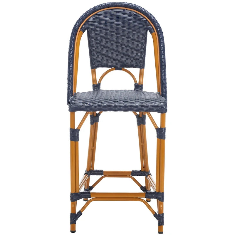 Navy/White Woven Outdoor Bistro Counter Stool – 2-Person, 25" Seat Height