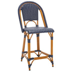 Navy/White Woven Outdoor Bistro Counter Stool – 2-Person, 25" Seat Height