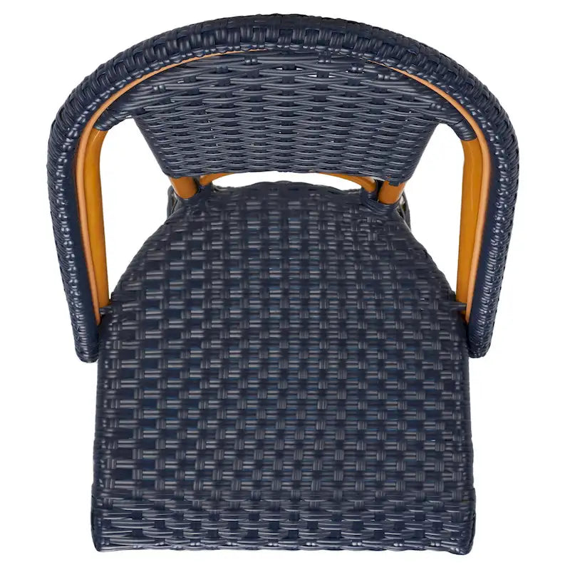Navy/White Woven Outdoor Bistro Counter Stool – 2-Person, 25" Seat Height
