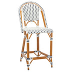 Navy/White Woven Outdoor Bistro Counter Stool – 2-Person, 25" Seat Height