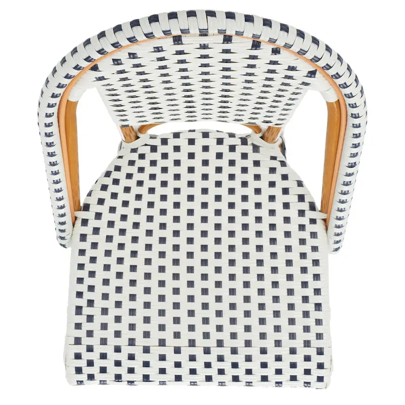 Navy/White Woven Outdoor Bistro Counter Stool – 2-Person, 25" Seat Height