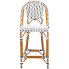 Navy/White Woven Outdoor Bistro Counter Stool – 2-Person, 25" Seat Height