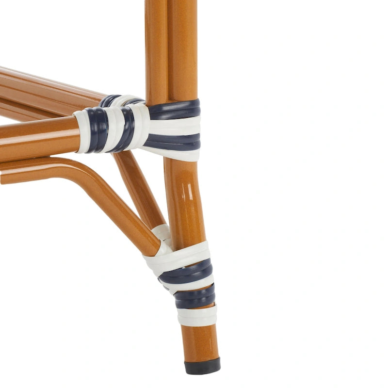 Navy/White Woven Outdoor Bistro Counter Stool – 2-Person, 25" Seat Height