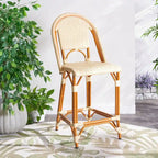 Navy/White Woven Outdoor Bistro Counter Stool – 2-Person, 25" Seat Height