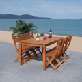 Natural Rectangular Outdoor Dining Table, Eucalyptus Wood Slat Top, Seats 6