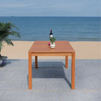 Natural Rectangular Outdoor Dining Table, Eucalyptus Wood Slat Top, Seats 6