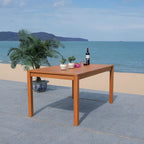 Natural Rectangular Outdoor Dining Table, Eucalyptus Wood Slat Top, Seats 6
