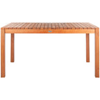 Natural Rectangular Outdoor Dining Table, Eucalyptus Wood Slat Top, Seats 6