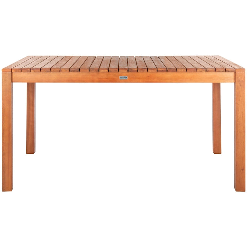 Natural Rectangular Outdoor Dining Table, Eucalyptus Wood Slat Top, Seats 6