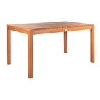 Natural Rectangular Outdoor Dining Table, Eucalyptus Wood Slat Top, Seats 6
