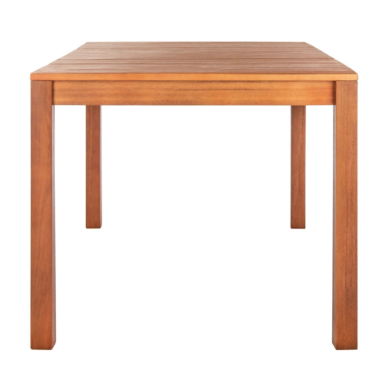 Natural Rectangular Outdoor Dining Table, Eucalyptus Wood Slat Top, Seats 6