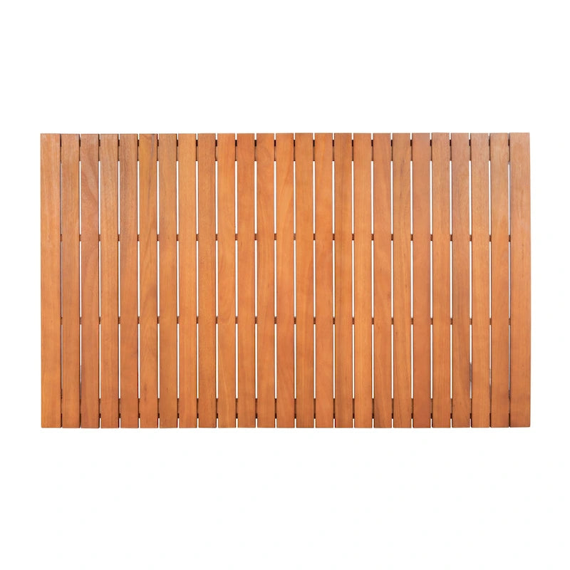 Natural Rectangular Outdoor Dining Table, Eucalyptus Wood Slat Top, Seats 6