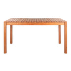 Natural Rectangular Outdoor Dining Table, Eucalyptus Wood Slat Top, Seats 6