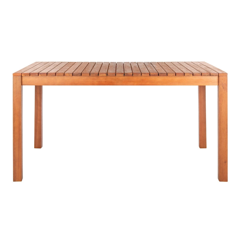 Natural Rectangular Outdoor Dining Table, Eucalyptus Wood Slat Top, Seats 6