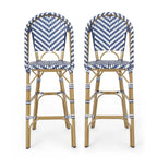 Outdoor French Bistro Barstool Set of 2 – Multi-Color, Bamboo Print Finish