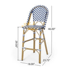 Outdoor French Bistro Barstool Set of 2 – Multi-Color, Bamboo Print Finish