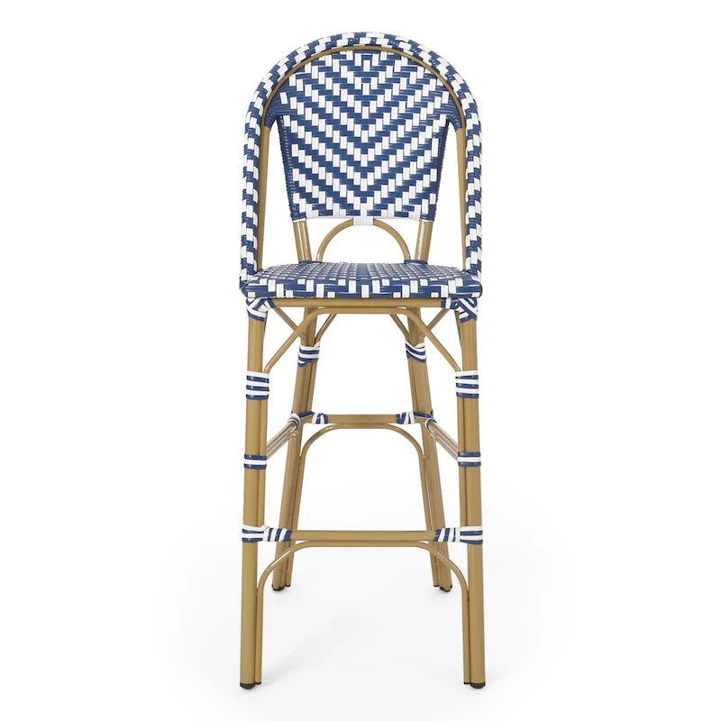 Outdoor French Bistro Barstool Set of 2 – Multi-Color, Bamboo Print Finish