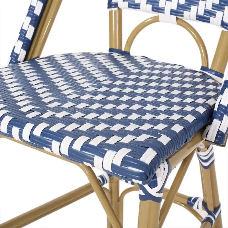 Outdoor French Bistro Barstool Set of 2 – Multi-Color, Bamboo Print Finish