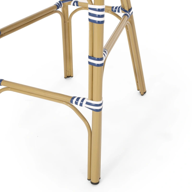 Outdoor French Bistro Barstool Set of 2 – Multi-Color, Bamboo Print Finish