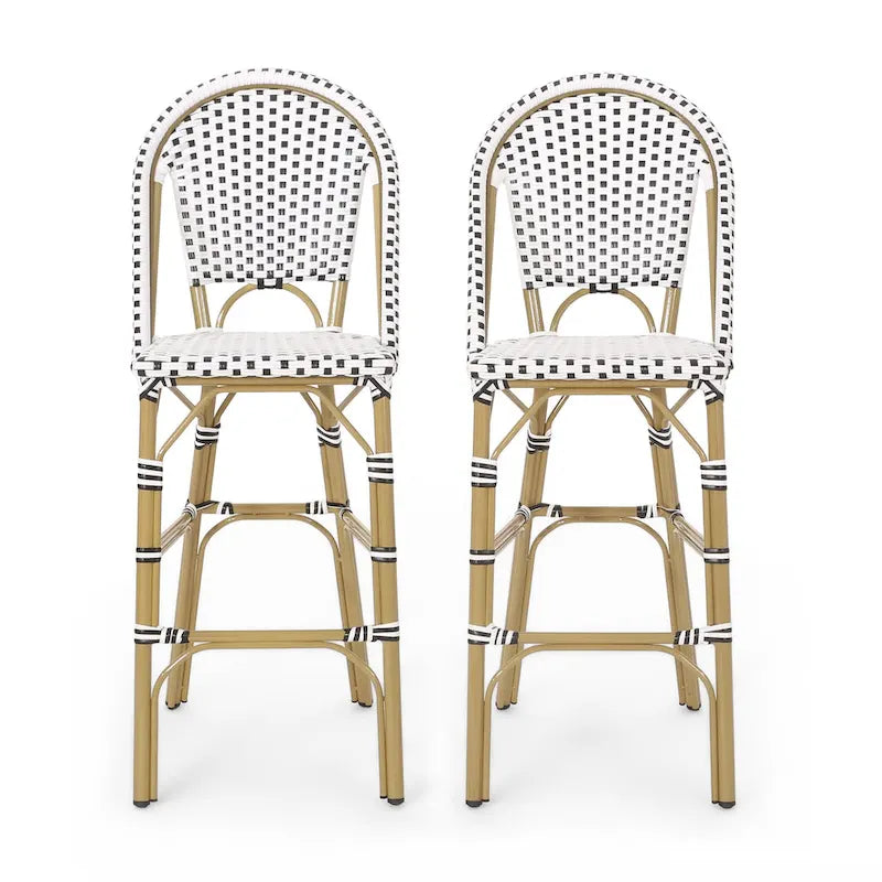 Outdoor French Bistro Barstool Set of 2 – Multi-Color, Bamboo Print Finish
