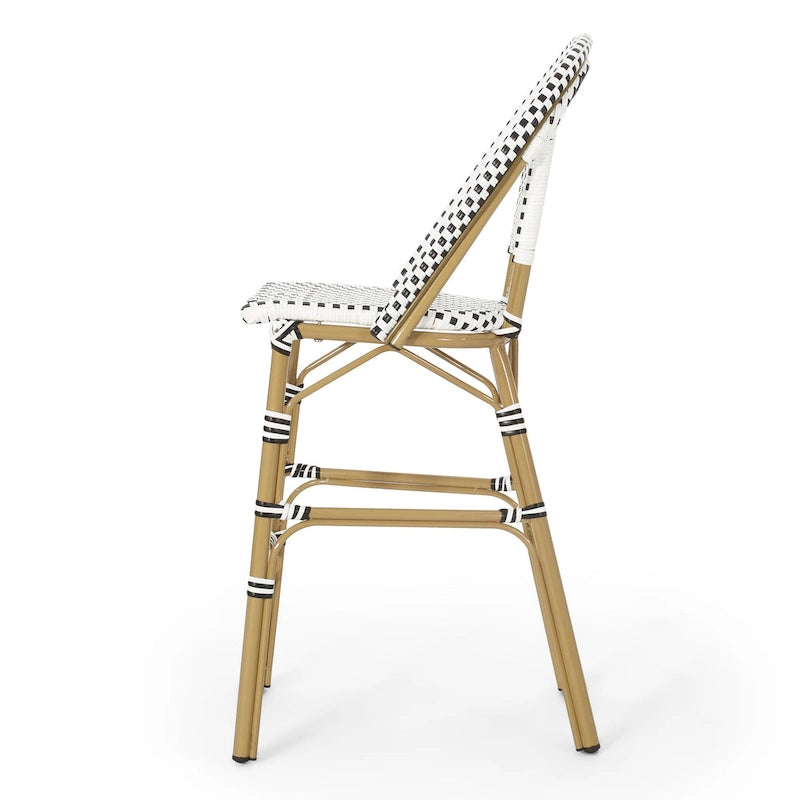 Outdoor French Bistro Barstool Set of 2 – Multi-Color, Bamboo Print Finish