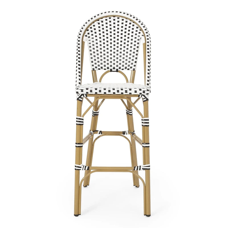 Outdoor French Bistro Barstool Set of 2 – Multi-Color, Bamboo Print Finish
