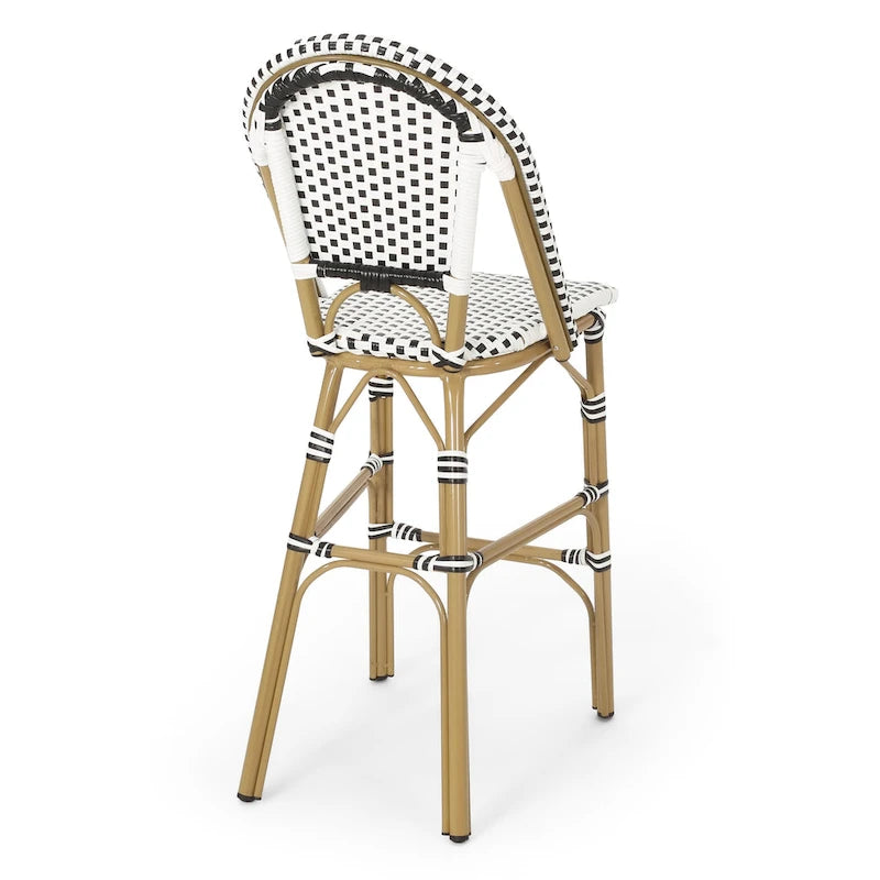Outdoor French Bistro Barstool Set of 2 – Multi-Color, Bamboo Print Finish