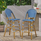 Outdoor French Bistro Barstool Set of 2 – Multi-Color, Bamboo Print Finish