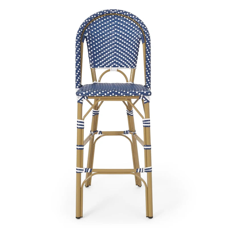 Outdoor French Bistro Barstool Set of 2 – Multi-Color, Bamboo Print Finish