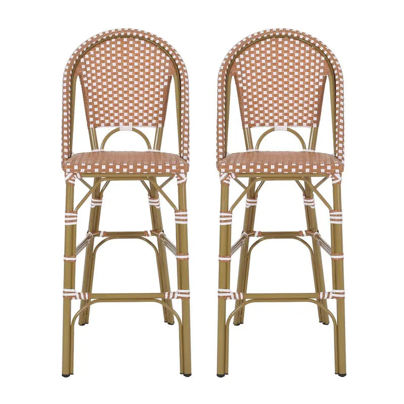 Outdoor French Bistro Barstool Set of 2 – Multi-Color, Bamboo Print Finish