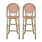 Outdoor French Bistro Barstool Set of 2 – Multi-Color, Bamboo Print Finish