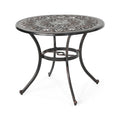 Shiny Copper Round Cast Aluminum Outdoor Dining Table, Seats 4