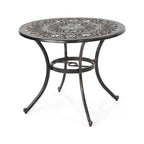 Shiny Copper Round Cast Aluminum Outdoor Dining Table, Seats 4