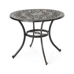 Shiny Copper Round Cast Aluminum Outdoor Dining Table, Seats 4