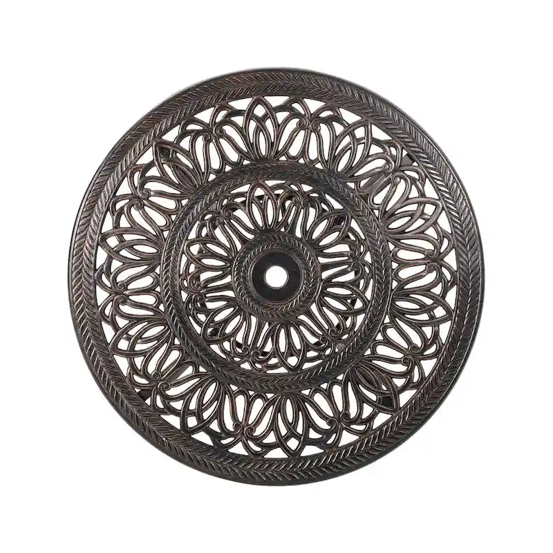 Shiny Copper Round Cast Aluminum Outdoor Dining Table, Seats 4