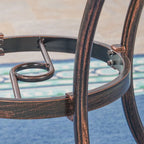 Shiny Copper Round Cast Aluminum Outdoor Dining Table, Seats 4
