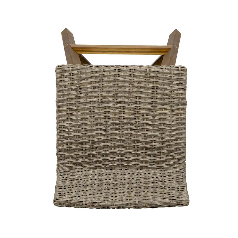 Light Brown / Gray, Wicker & Acacia Wood Outdoor Barstool, Set of 2