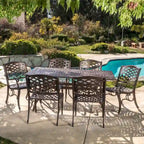 Hallandale Bronze Aluminum Outdoor Dining Table by Christopher Knight Home - 67.00 L x 37.50 W x 30.25 H