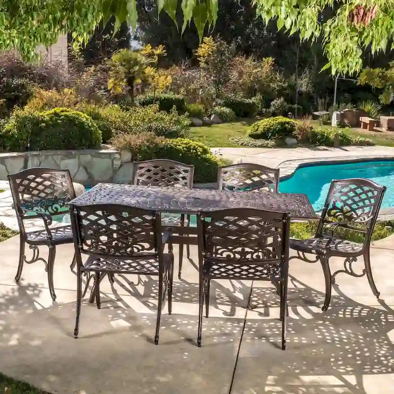 Hallandale Bronze Aluminum Outdoor Dining Table by Christopher Knight Home - 67.00 L x 37.50 W x 30.25 H