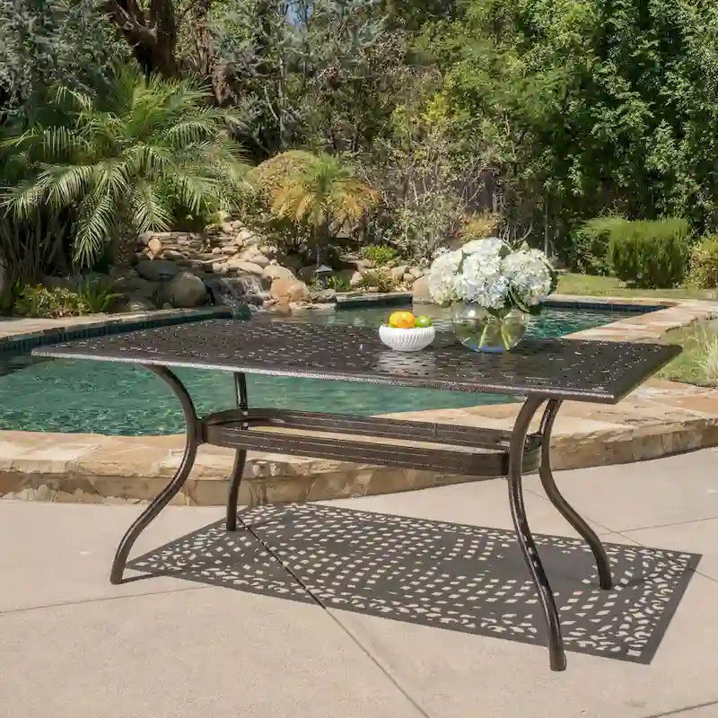 Bronze, Rectangular, 6-Person Outdoor Dining Table