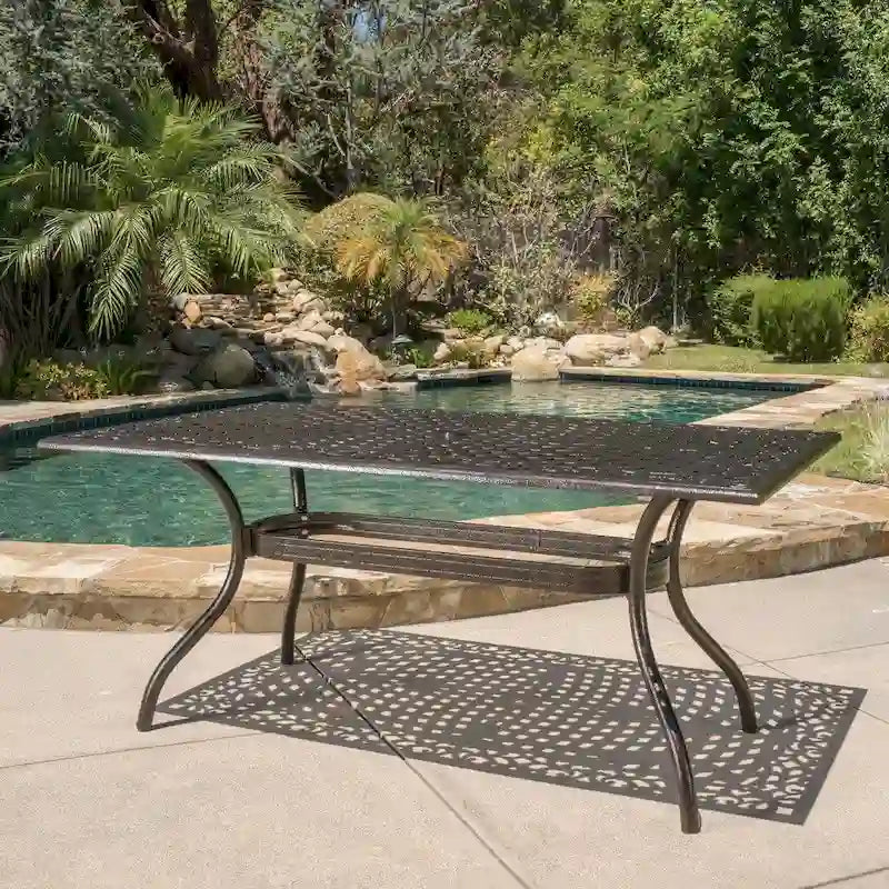 Bronze, Rectangular, 6-Person Outdoor Dining Table