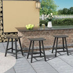 Multi-Color All-Weather Saddle Seat Outdoor Counter Stool, Set of 3