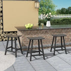 Multi-Color All-Weather Saddle Seat Outdoor Counter Stool, Set of 3