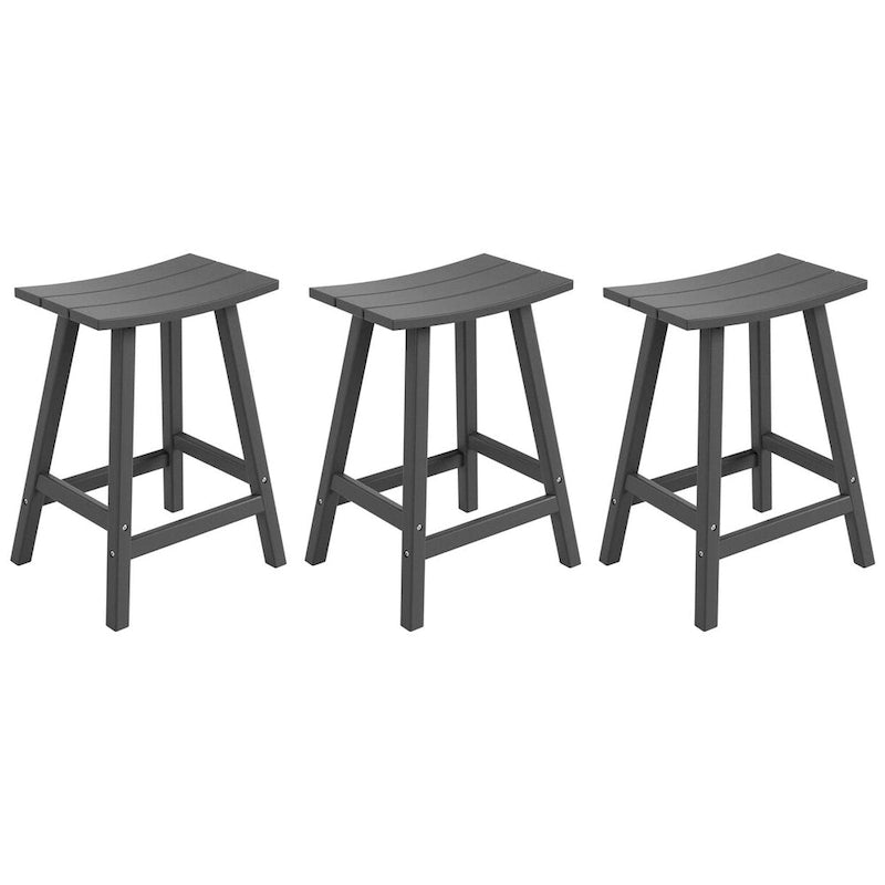 Multi-Color All-Weather Saddle Seat Outdoor Counter Stool, Set of 3