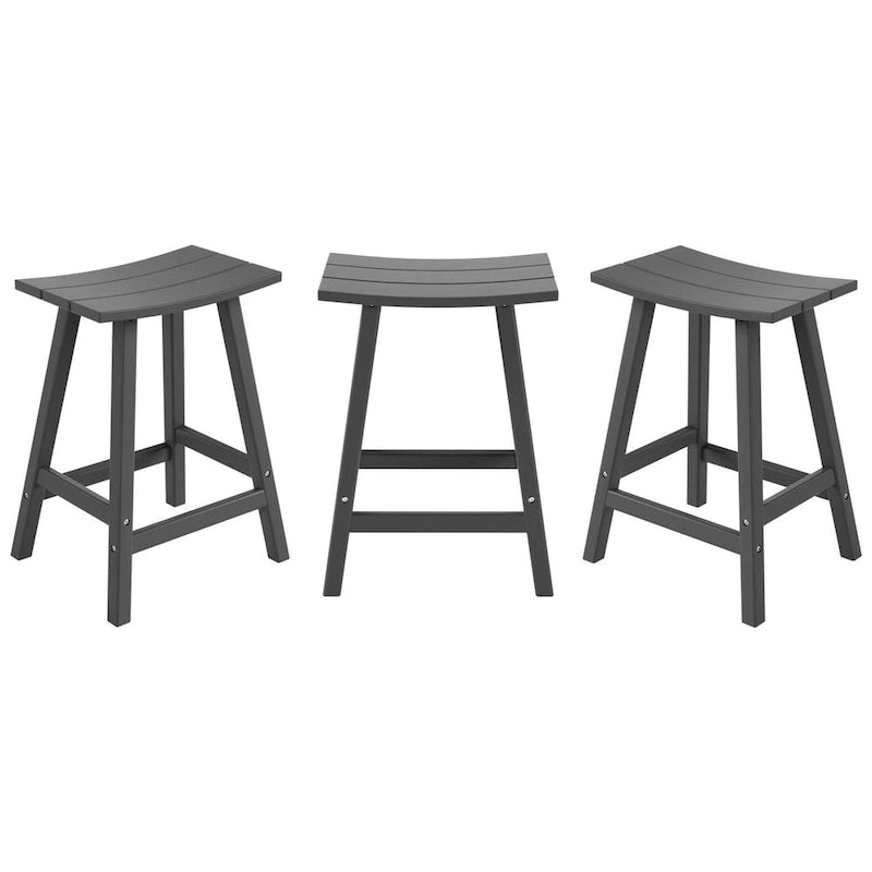 Multi-Color All-Weather Saddle Seat Outdoor Counter Stool, Set of 3