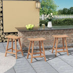 Multi-Color All-Weather Saddle Seat Outdoor Counter Stool, Set of 3