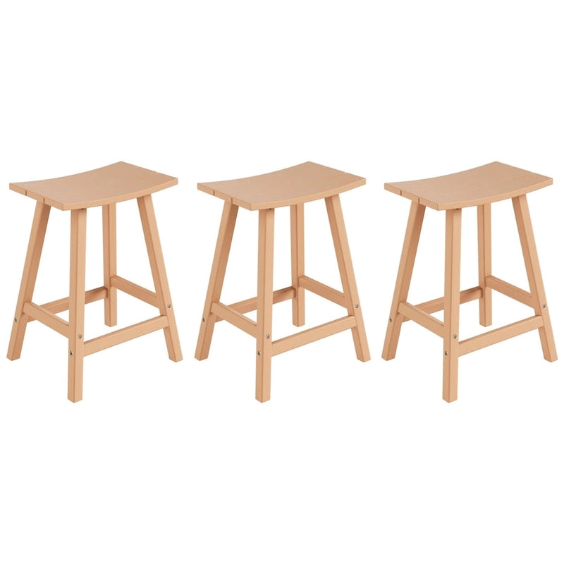 Multi-Color All-Weather Saddle Seat Outdoor Counter Stool, Set of 3