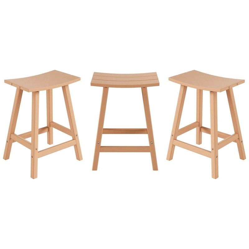 Multi-Color All-Weather Saddle Seat Outdoor Counter Stool, Set of 3